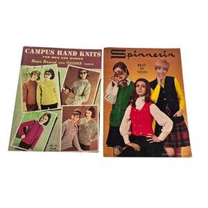 Vintage Sweater Knitting Pattern Books Campus Hand Knits Spinnerin Vests 1960s